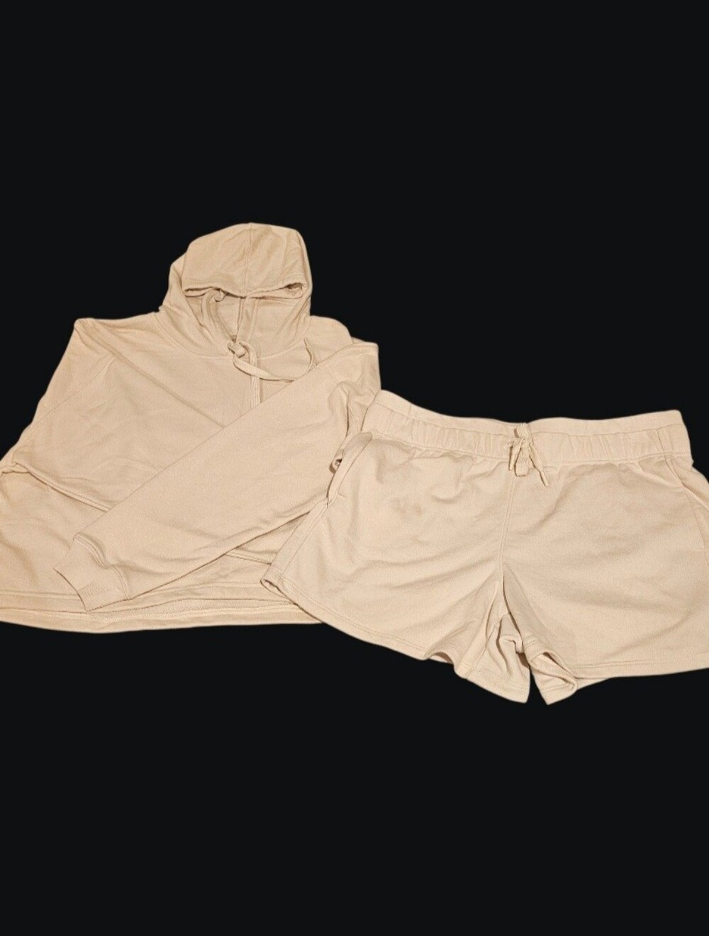 2 Piece Set Women's Cozy Hoodie And Drawstring Shorts